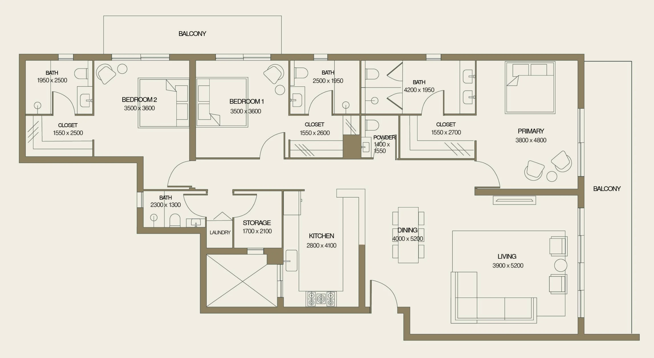 Floor Plans & Configurations - Type A. 3 BEDROOM | 4.5 BATH