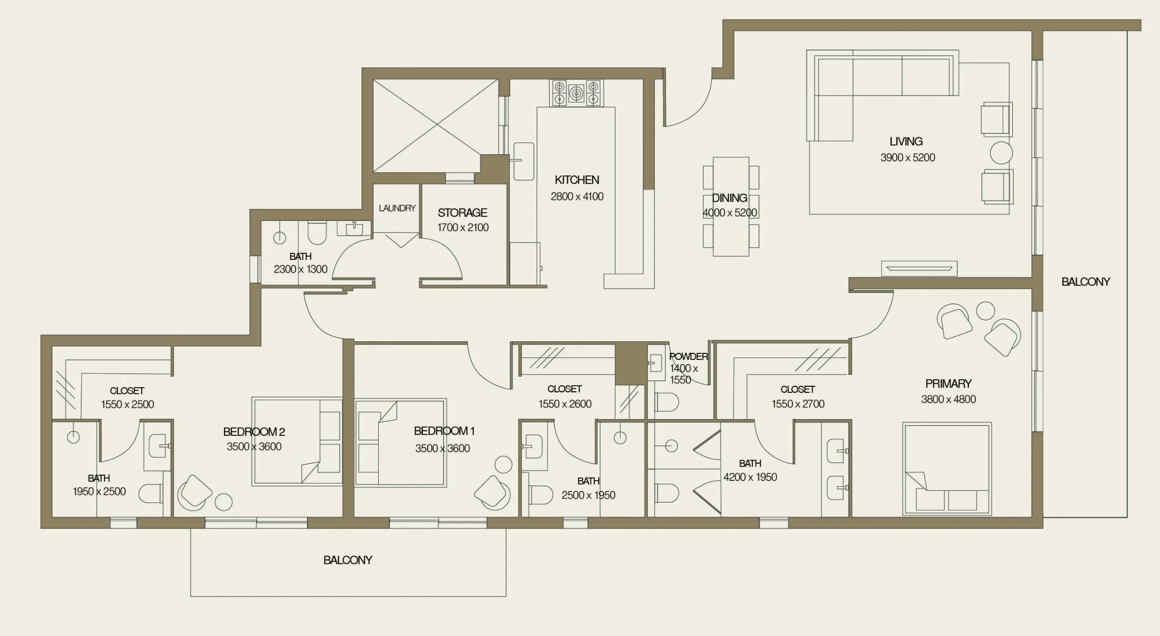 Floor Plans & Configurations - Type A1. 3 BEDROOM | 4.5 BATH