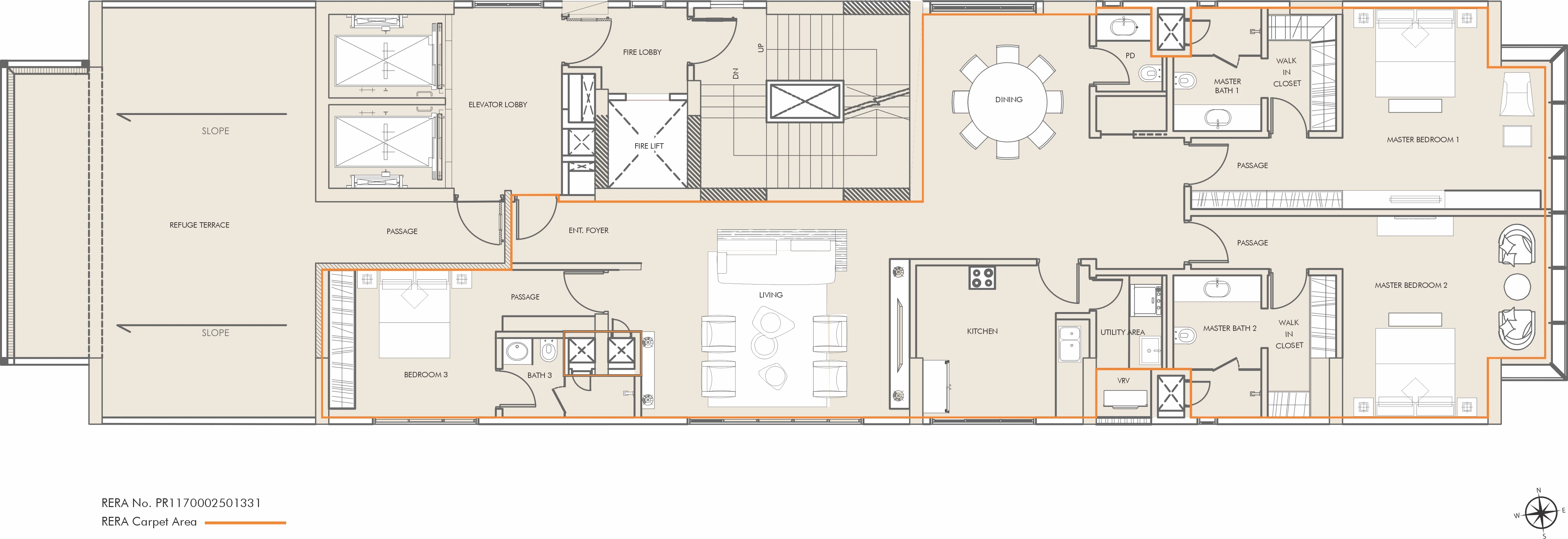 High Ceilings. Private Elevator Access. Sunlit Interiors. Decks With Green Views. - 3 BHK