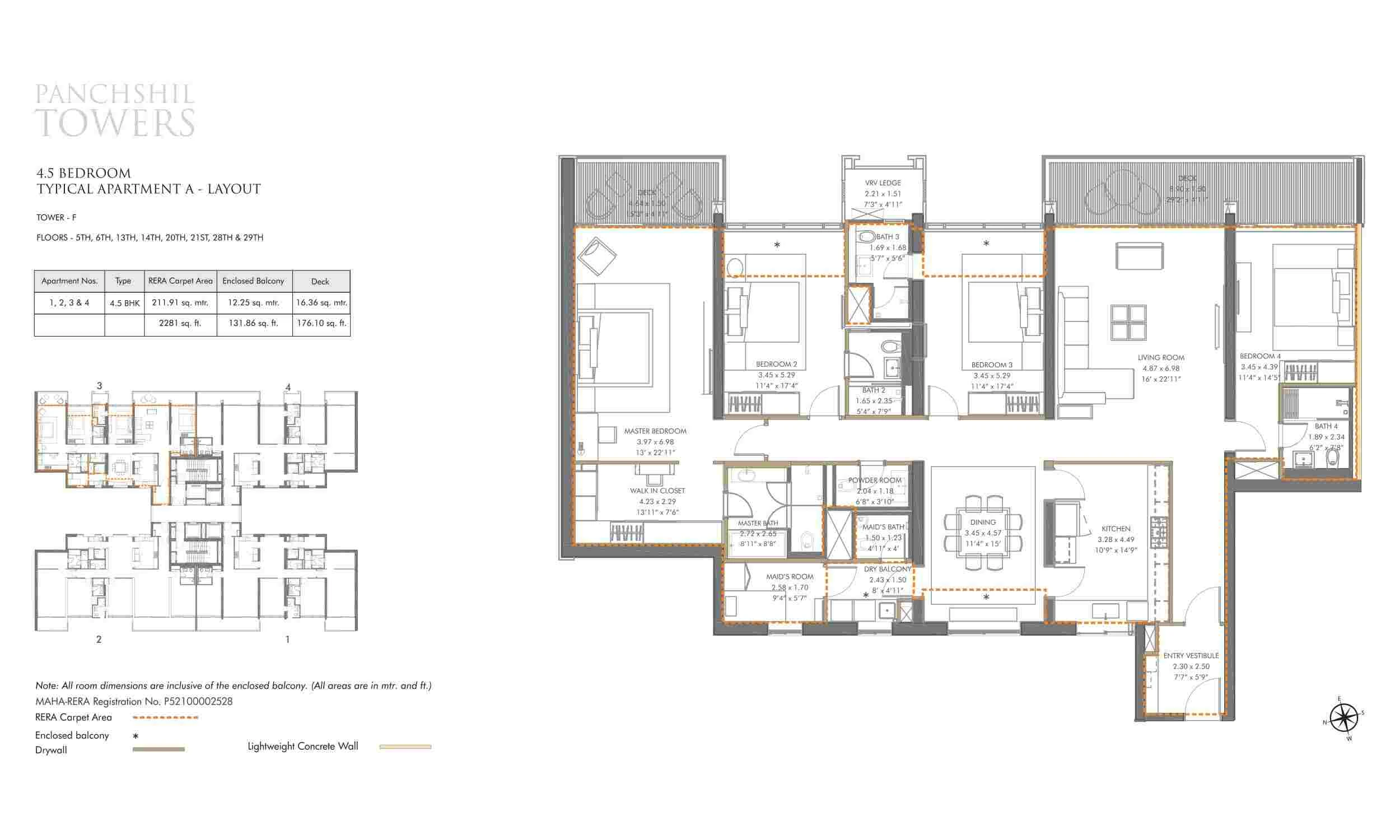Floor Plans & Configurations - Tower F typical apartment