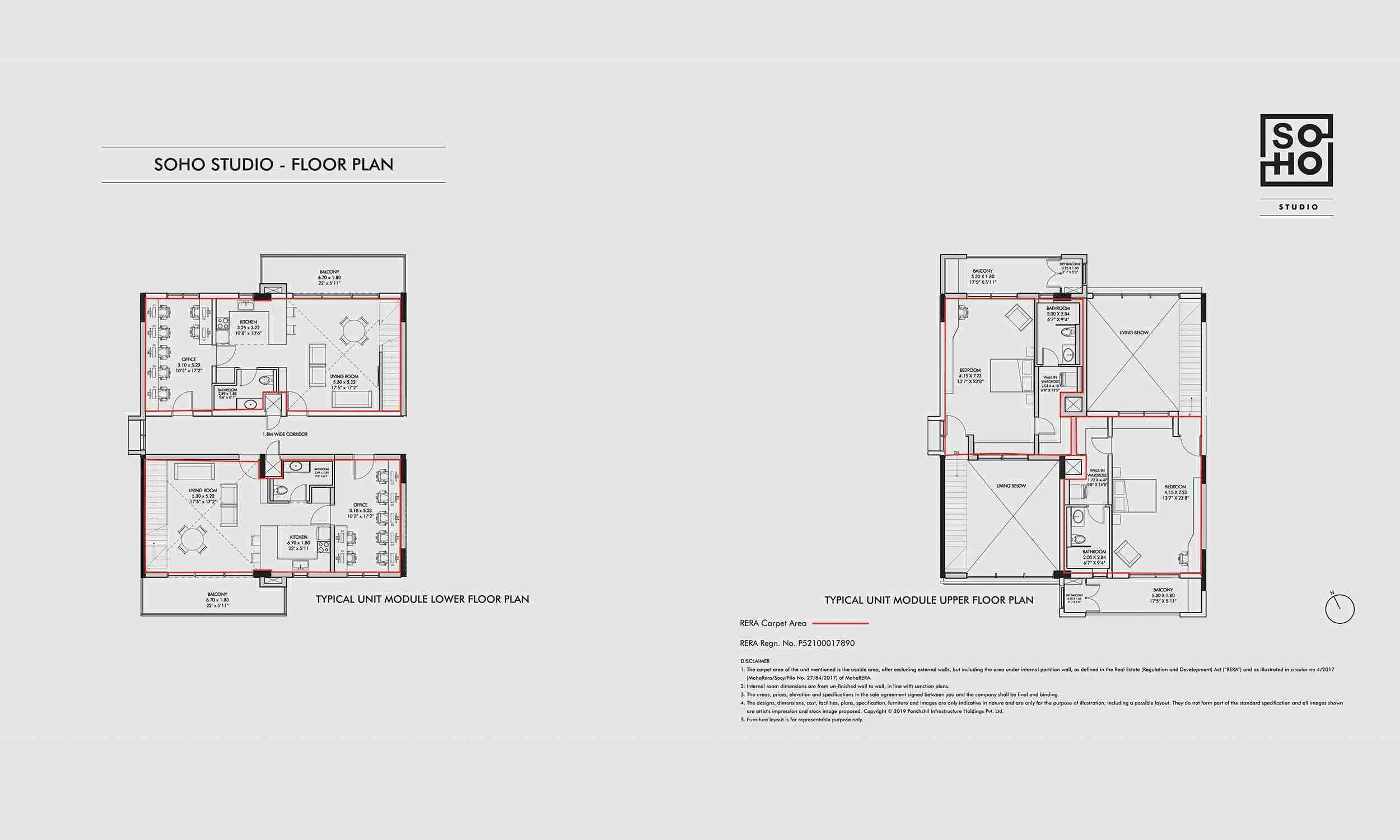 Floor Plans & Configurations - Typical unit model upper floor plan