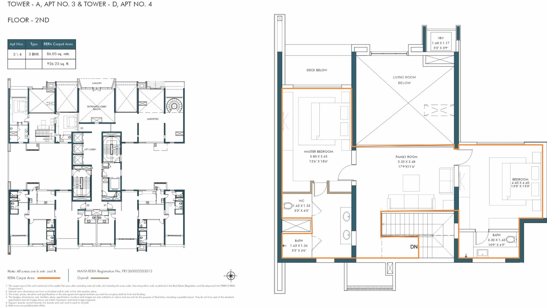 Floor Plans & Configurations - 3 BHK Duplex 2nd Floor