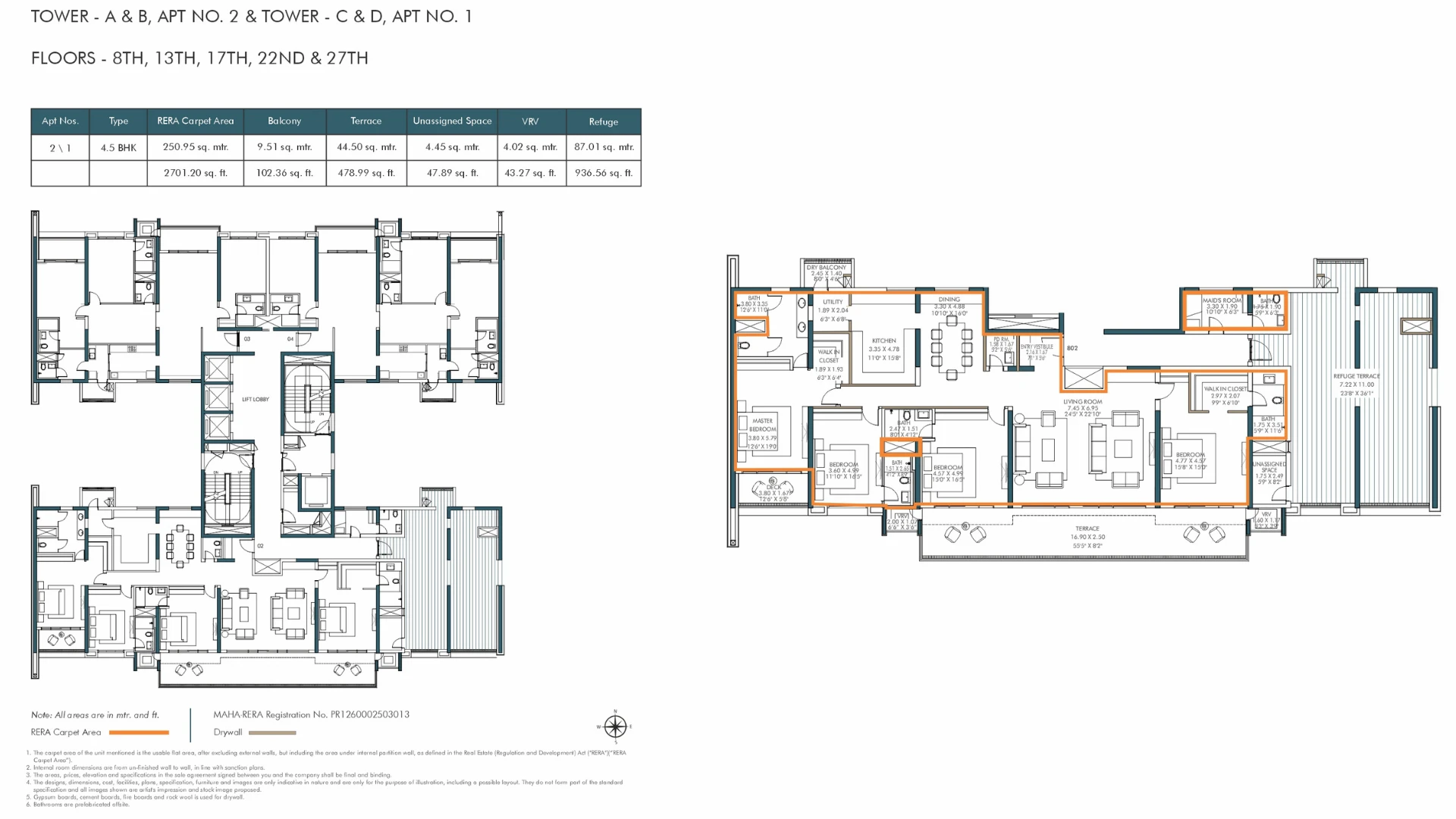 Floor Plans & Configurations - 4.5 BHK Typical Floor