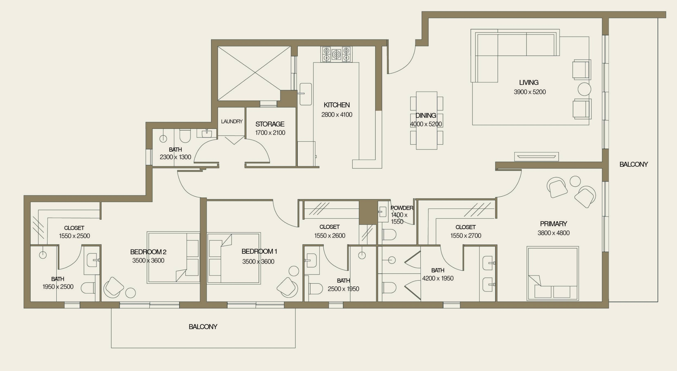 Type A1. 3 BEDROOM | 4.5 BATH